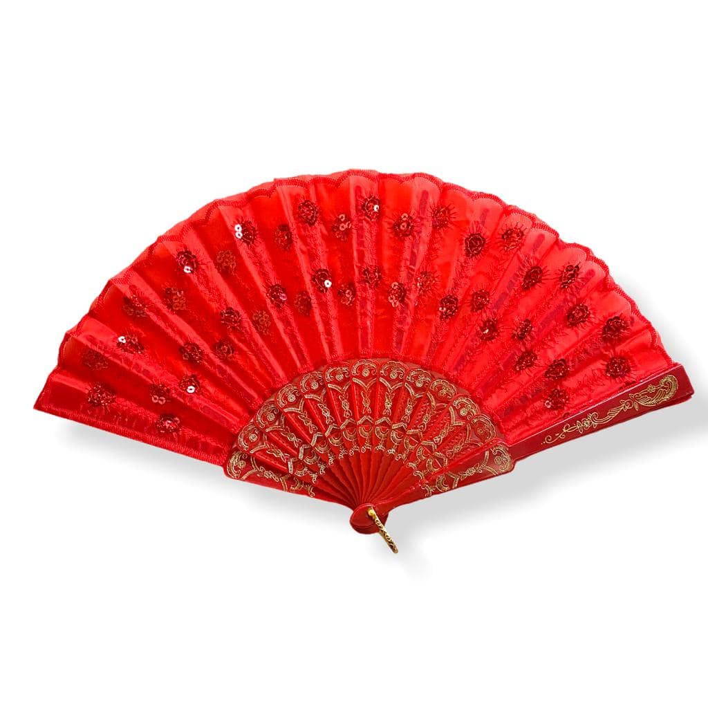 Leque Pomba Gira Cigana Paetê Vermelho Candomblé Umbanda