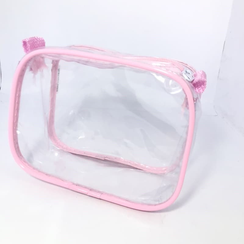 MINI necessaire transparente e ROSA 15x12 para maquiagem - maternidade - esmalte - para viagem - multiuso