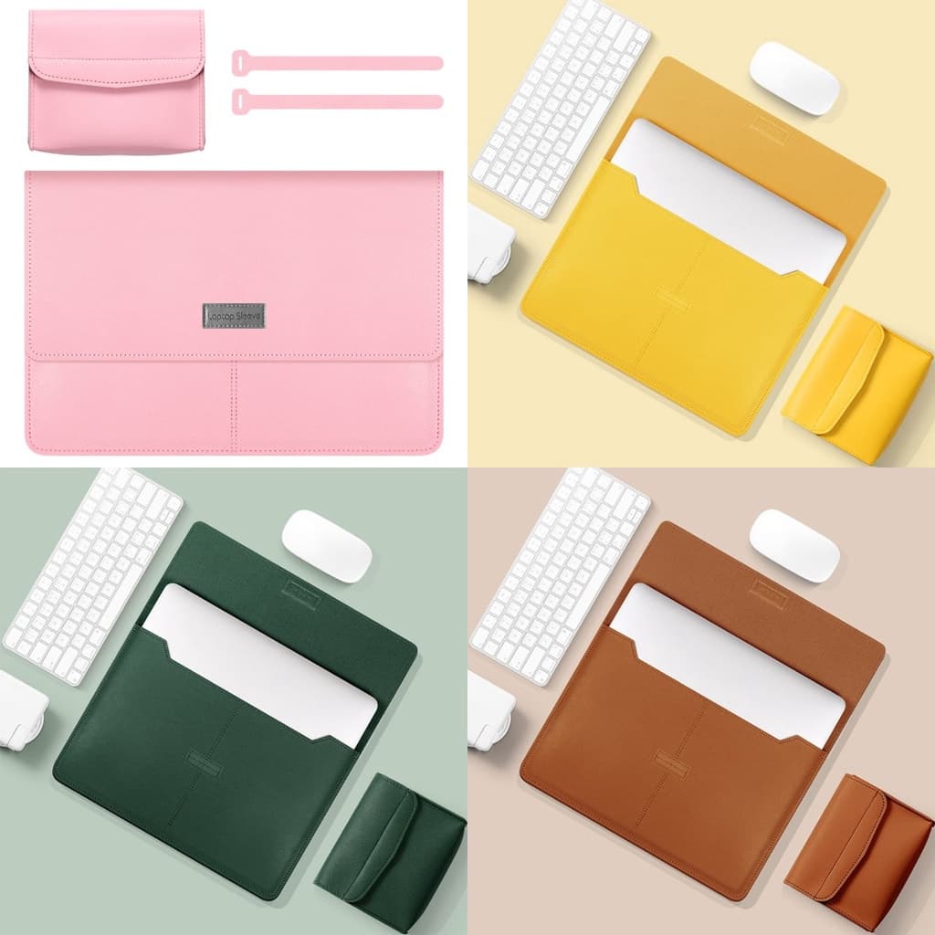 4 Em 1 11 12 13 14 15 16 Polegada Laptop Saco Macio PU De Couro + Pequeno Bolsa Para Macbook pro Ar