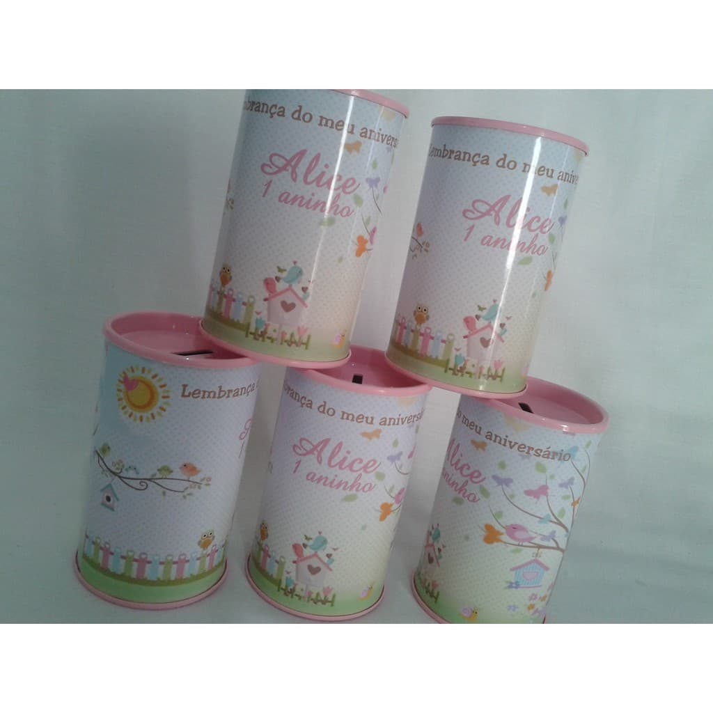 15 Lembrancinha Cofrinho Personalizado Jardim Encantado Borboletas