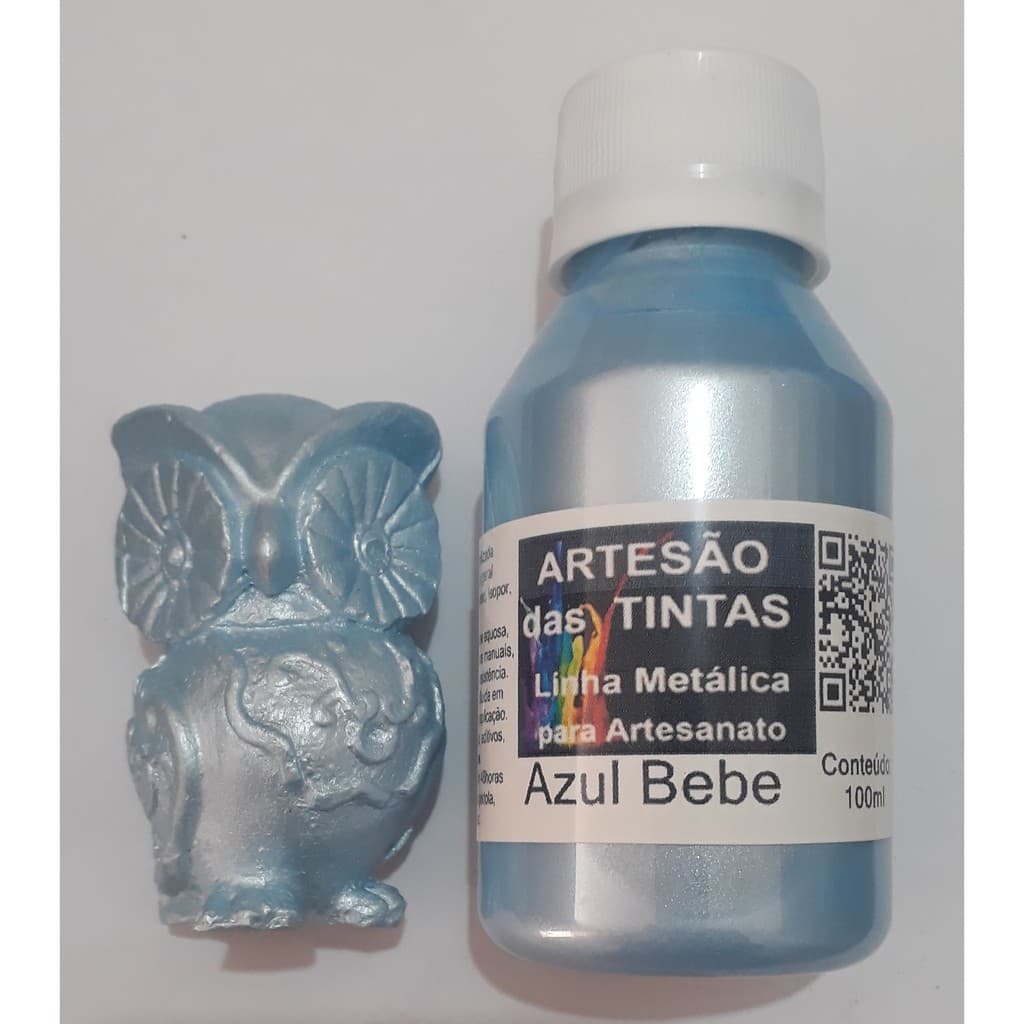 Tinta Metálica Azul bebe - Tinta Para Arte e Artesanato, gesso - 100Ml
