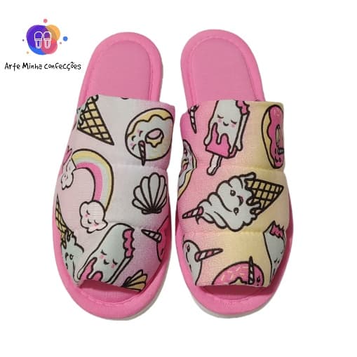 Pantufa Chinelo De Quarto Com Estampas Variadas, Feminina, Solado Flexível, Conforto para Casa ou Maternidade
