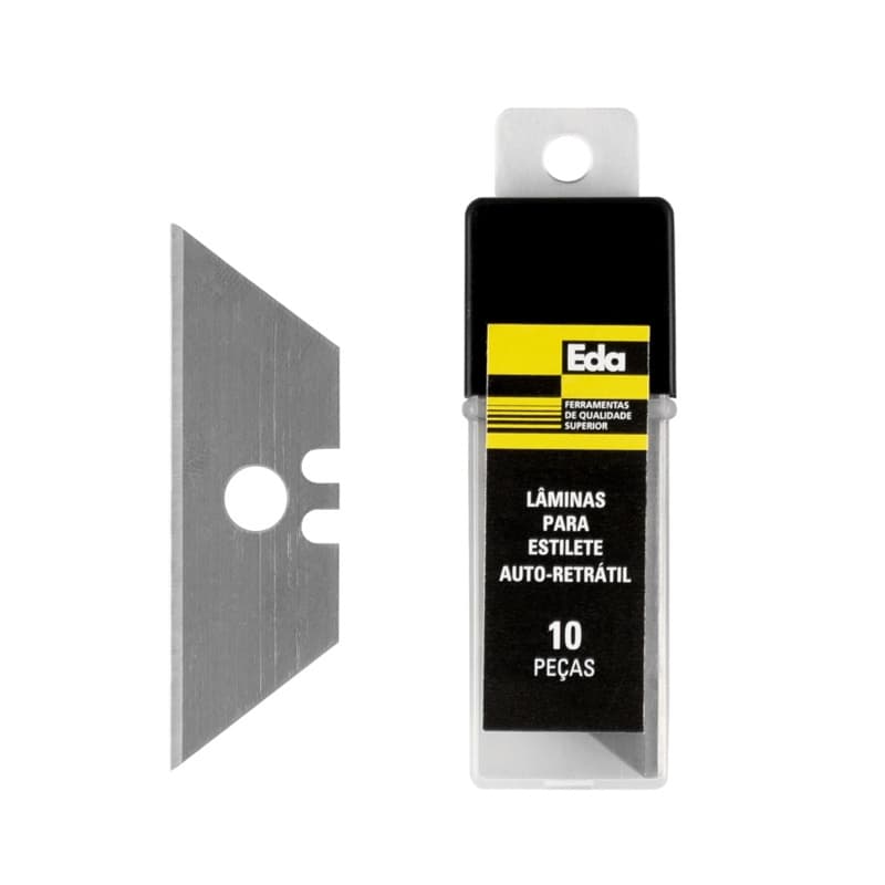 LÂMINAS PARA ESTILETE AUTO-RETRATIL TRAPEZOIDAL C/ 10 PEÇAS