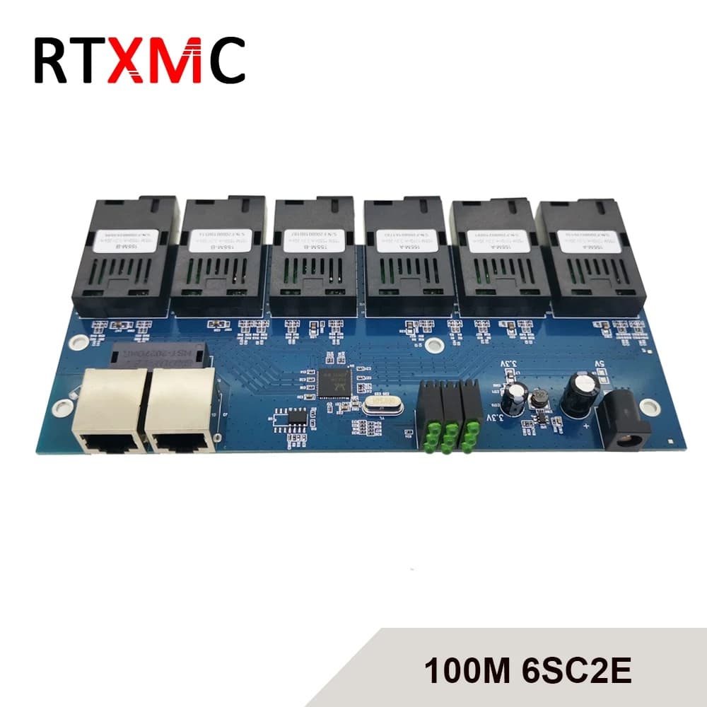 6 Sc2e Fast Ethernet 10/100 M Switch Porta De Fibra SC 20 6km 2 RJ45 Erhetnet UTP Rápido Interruptor Óptica