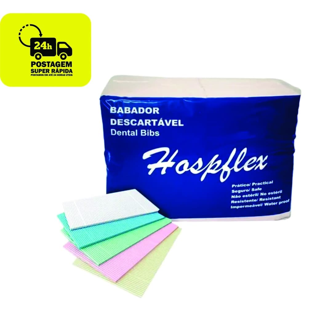 Babador Impermeável Descartável - Hospflex - c/100 un