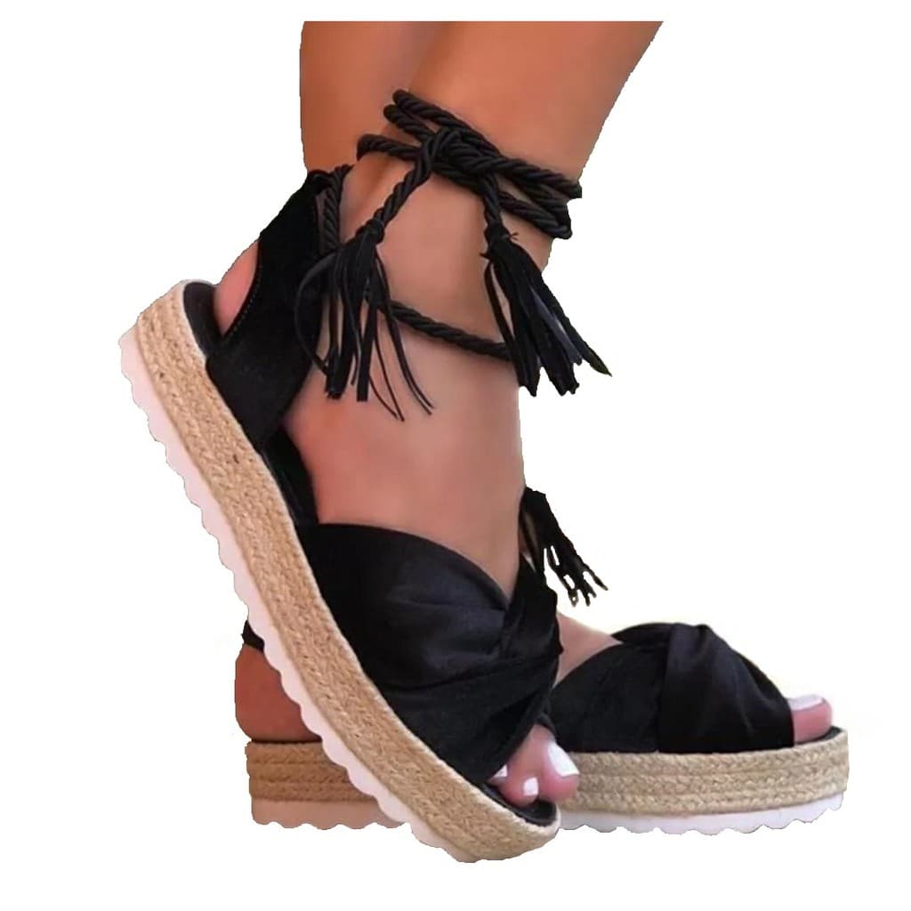 Sandália Amarrar Flatform Corda Anabela Tratorada Promoção!!