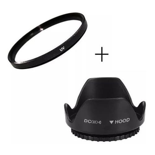 Kit Filtro Uv + Tulipa Parasol 49 Mm Ø49 Nikon Canon Sigma