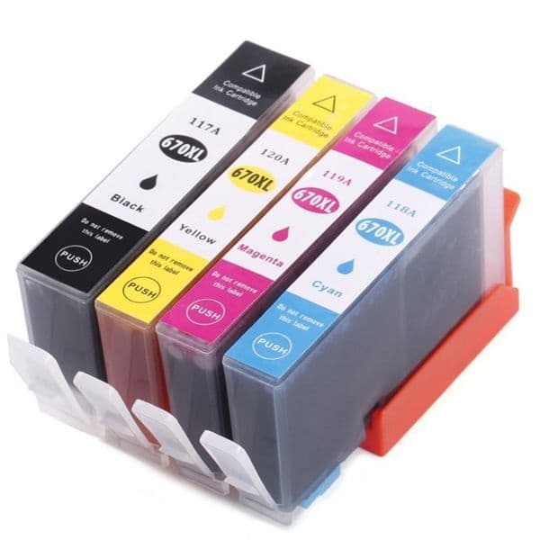 Kit Cartucho de Tinta 670xl Preto 670 Color Compatível com Impressora hp 4625 4615 5525 3525