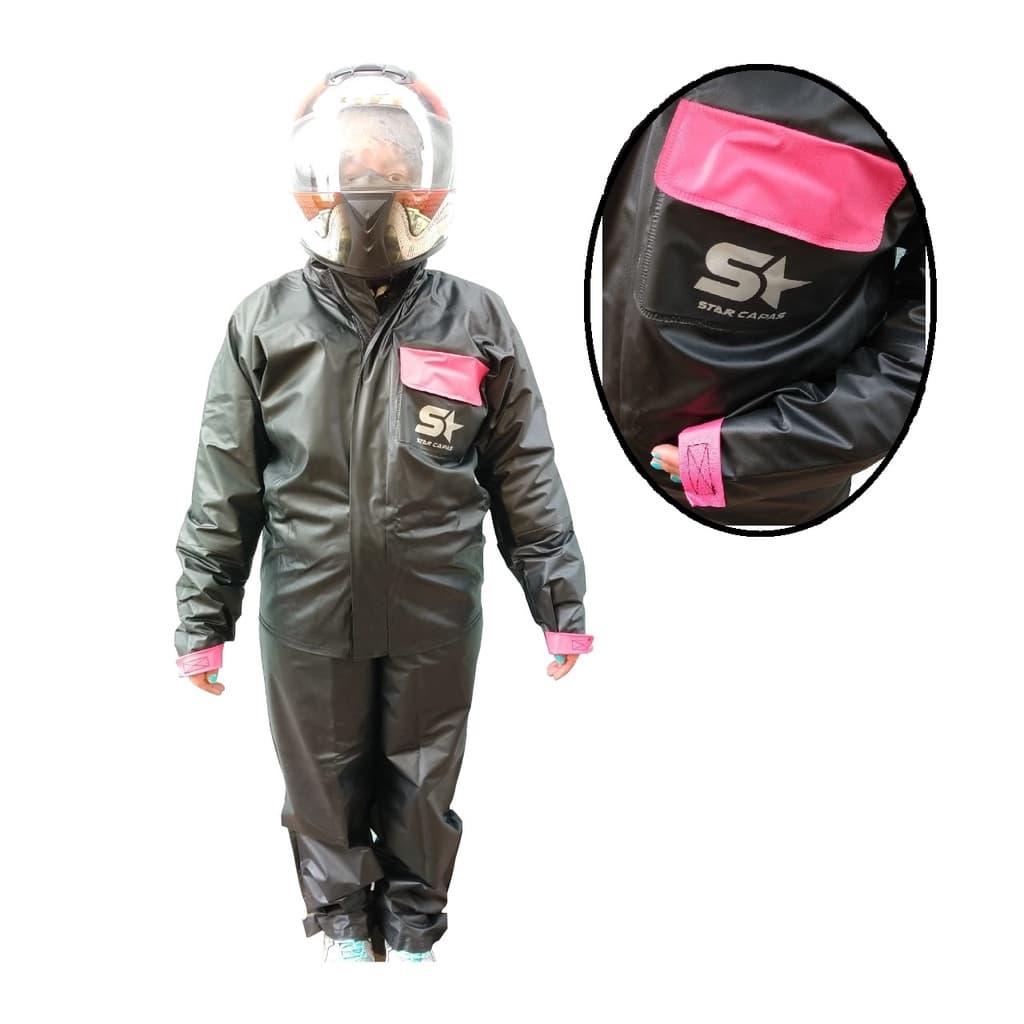 Capa De Chuva - Conjunto Calça Jaqueta Impermeavel Feminina Pvc Com Bolso - Moto / Motoboy / Motoqueiro