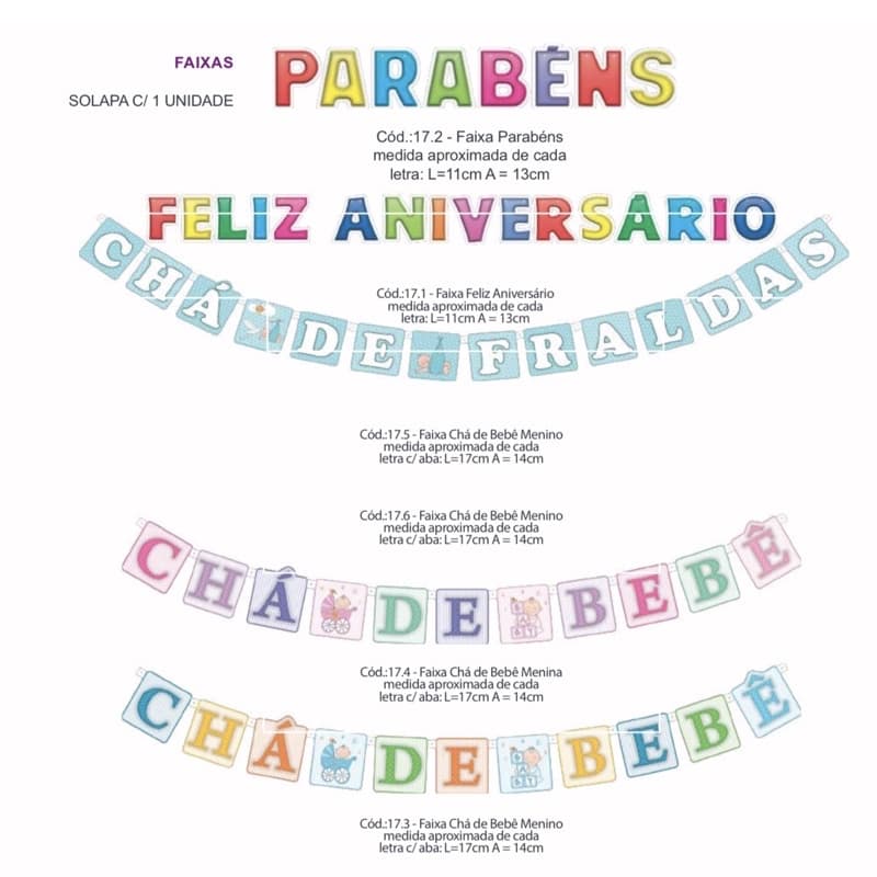 faixa festa parabéns feliz aniversário chá de bebê chá de fraldas