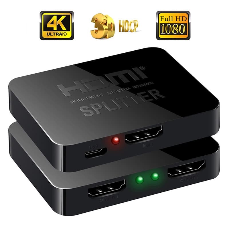 HDMI Switcher 1 Em 2 Saídas Splitter 4k Splitter4K Full HD 1080p Vídeo 1X2 Split Saída Amplificador Dual Display