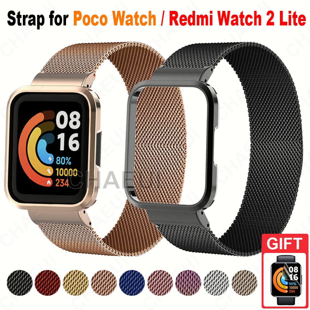 Pulseira De Aço Inoxidável Com Caixa De Metal Para Redmi Watch 5 4 3 2 Lite Active / Mi Watch Lite