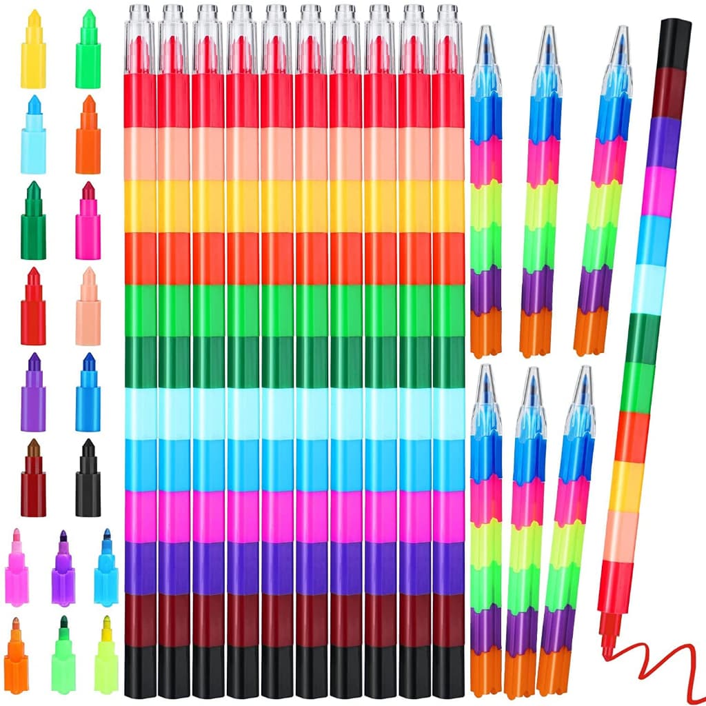 Empilhável Colorido Crayon Party Favorece Lápis Arco-Íris Para De Cera Infantil Colorindo Material Escolar De Escritório , 12 Cores