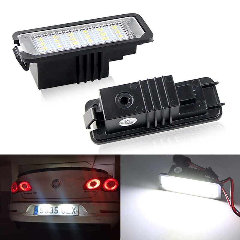 2Pçs LED Luz Da Placa De Licença Para VW Fox Bora Lupo Novo Beetle Scirocco Phaeton Rabbit T-Roc saveiro Skoda Superb