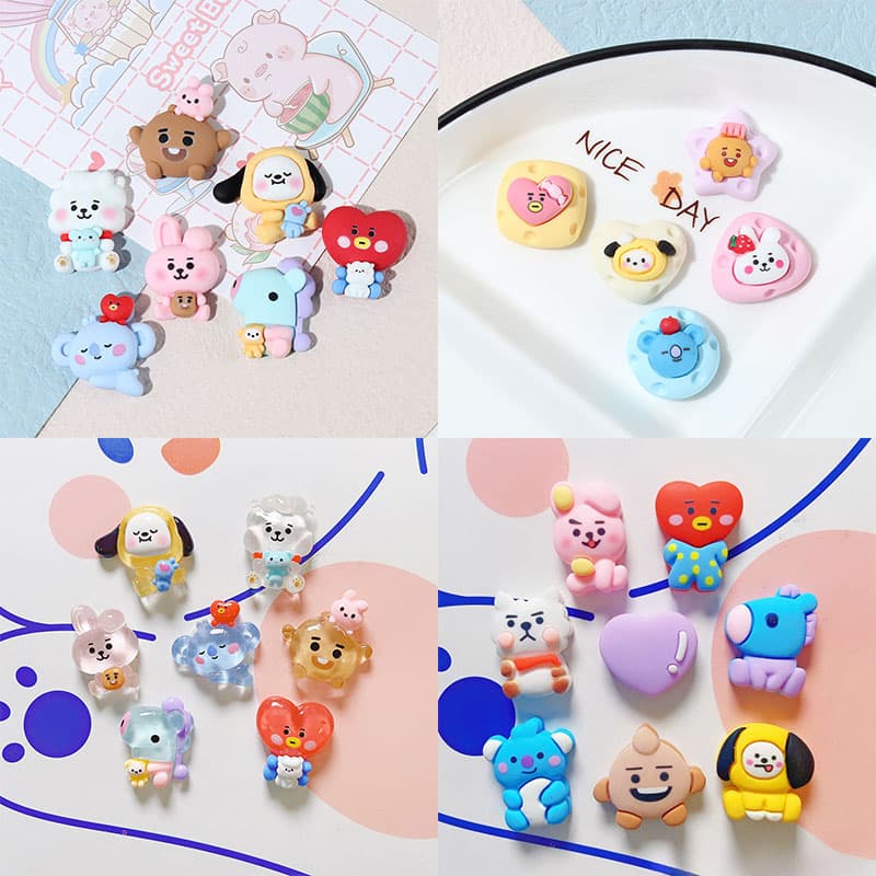 1SET Cute Cartoon Rabbit DIY Cream Phone Case Resina Acessórios De Papelaria Artesanal