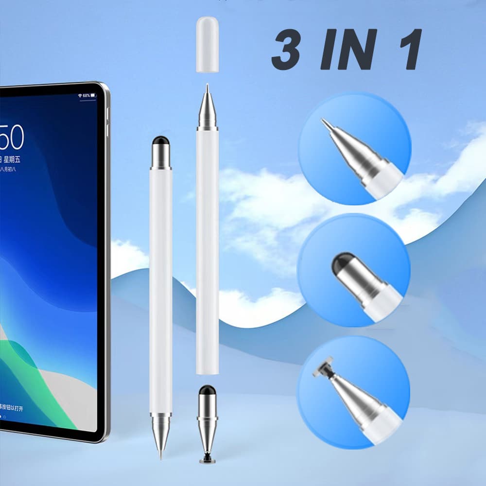 Caneta Stylus Universal 3 Em 1 Para iPad E Android Tablets Lápis De Tela Sensível Ao Toque Celulares iOS Samsung Xiaomi