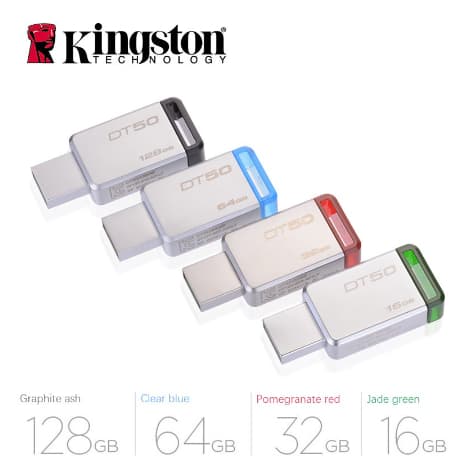 USB 3.0 Kingston Data Traveler DT50 16GB 32GB 64GB 128GB Memória Flash Pen Drive Unidades Metálicas