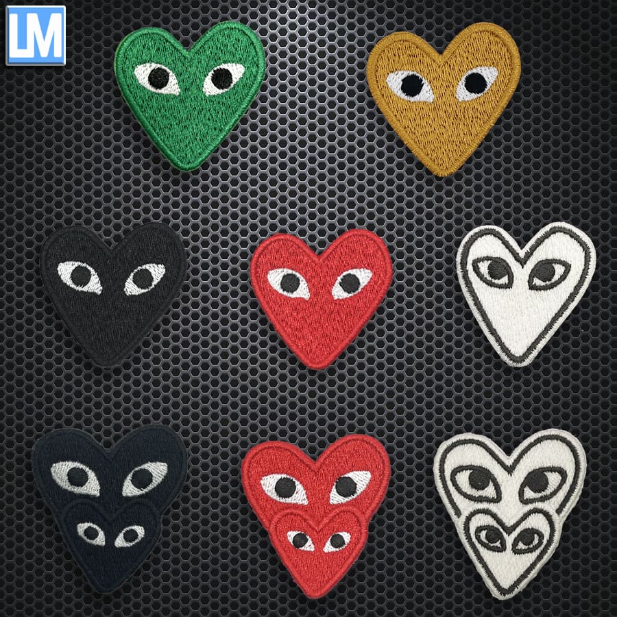 Rei Kawakubo Adesivos De Tecido De Pêssego Bordados Com Coração Acessórios De Vestuário Etiqueta Pequena Marca Crachá