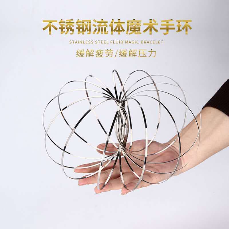 Brinquedos Com Anel De Fluxo De Aço Inoxidável Coloridos Pulseira Mágica Fluido Incrível