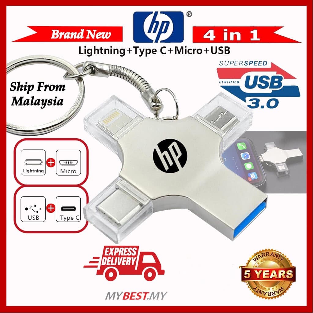 4 Em 1 Pen Drive USB OTG 2TB 16GB 32GB Pendrive 64GB Stick Tipo C 128GB 256GB De Memória Para Telefone Android PC 512G