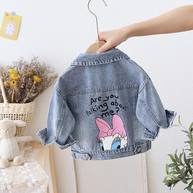 Primavera Outono Baby Girl Cartoon Daisy Minnie Denim Casacos De Ganga Roupas Toddler Kid Manga Comprida Bolso Outerwear