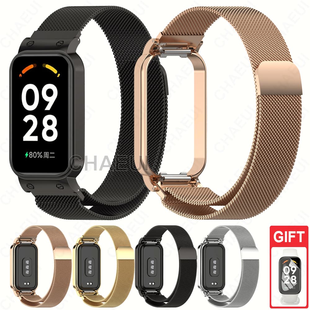 Pulseira De Metal Com Aço Inoxidável Para Redmi Smart Band 2 3 / Xiaomi Smart Band 8 9 Active