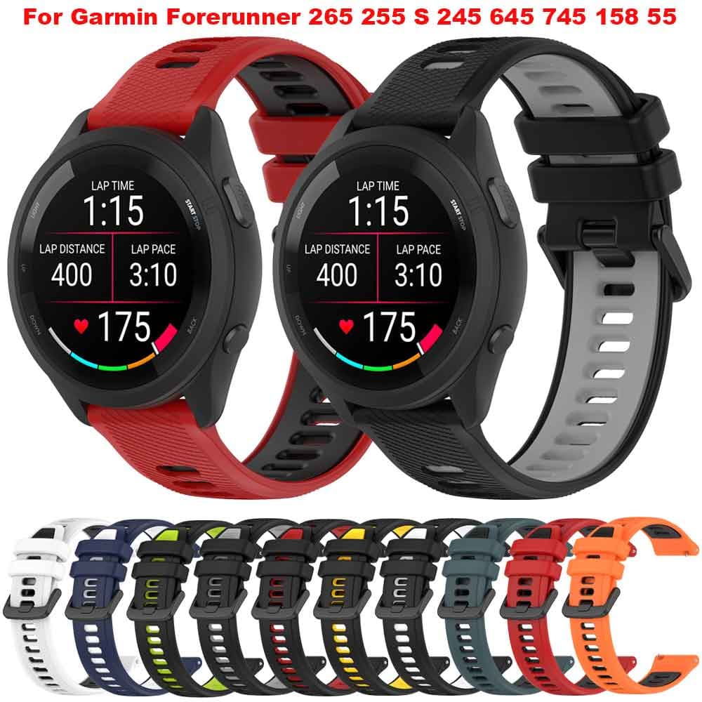 Pulseira De Silicone 18 20 22mm Para Garmin Forerunner 265 255 245 645 158 55 Vivoactive 4 4S 3 Venu 2 2S 2 Plus Sq 2 Mú