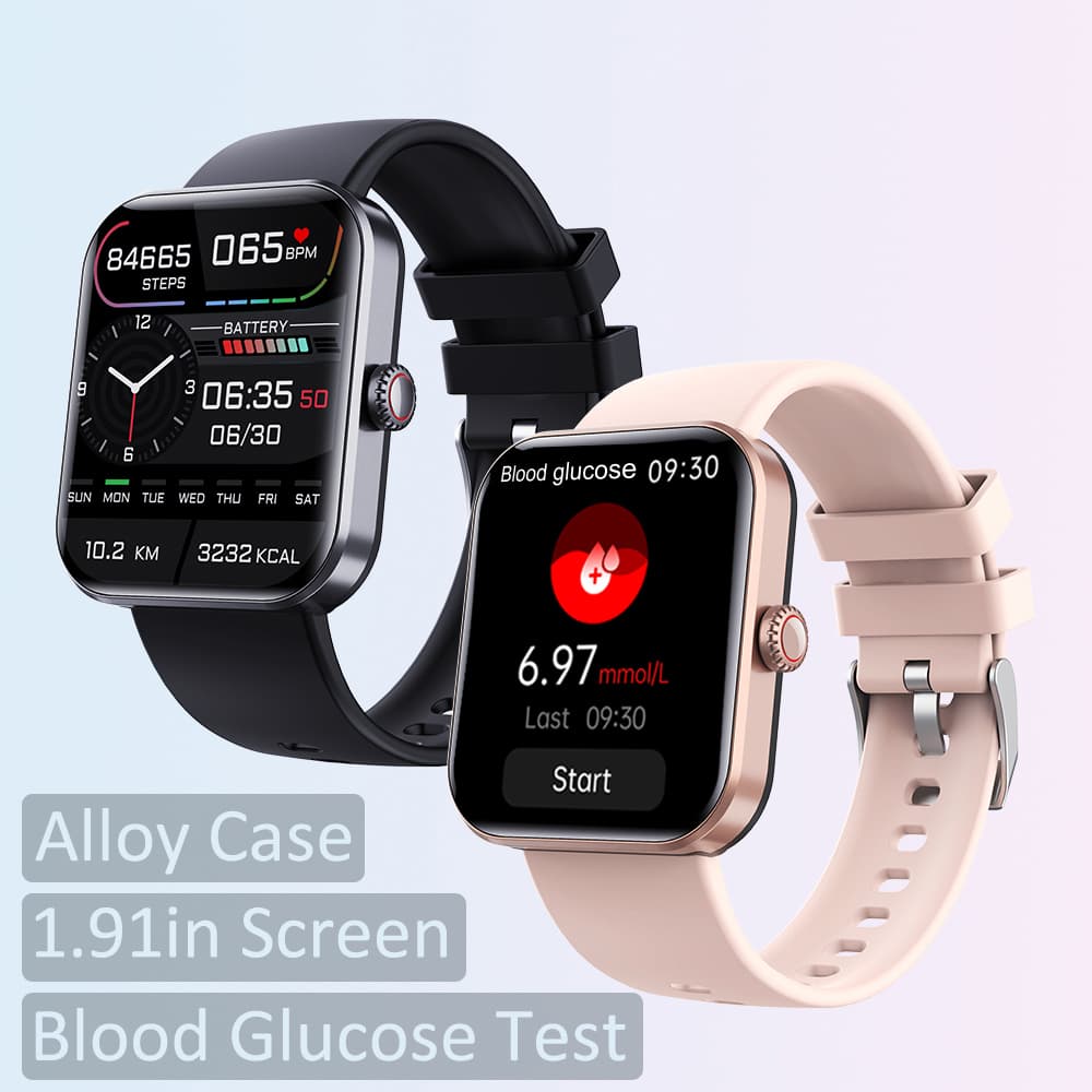 2023 Glicose No Sangue Açúcar Pressão De Oxigênio Relógio Esportivo Smartwatch Para Homens 1,91 Polegadas Tela Monitoramento Da Temperatura Corporal Mulheres