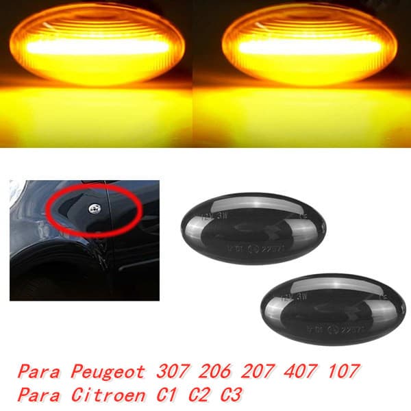 2Pcs Luz De Marcação Lateral Do Carro Lâmpada De Sinalização Para Peugeot 307 206 207 407 107 Citroen C1 C2 C3