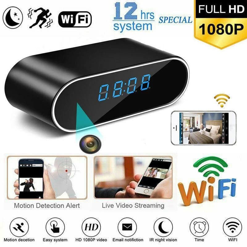 1080P Mini-Câmera Oculta Relógio Sem Fio WIFI Micro De Vídeo Digital Com Alarme Noturno IR Pequena DVR , NO 2K/4K