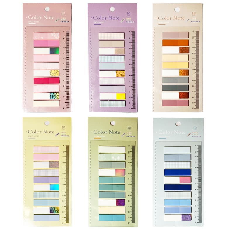 Notas Do Índice De Cores Claras A Laser Notas Adesivas Com Marcador De Régua Marcador De Página Livro Papelaria Escritório Stick Notes Flags