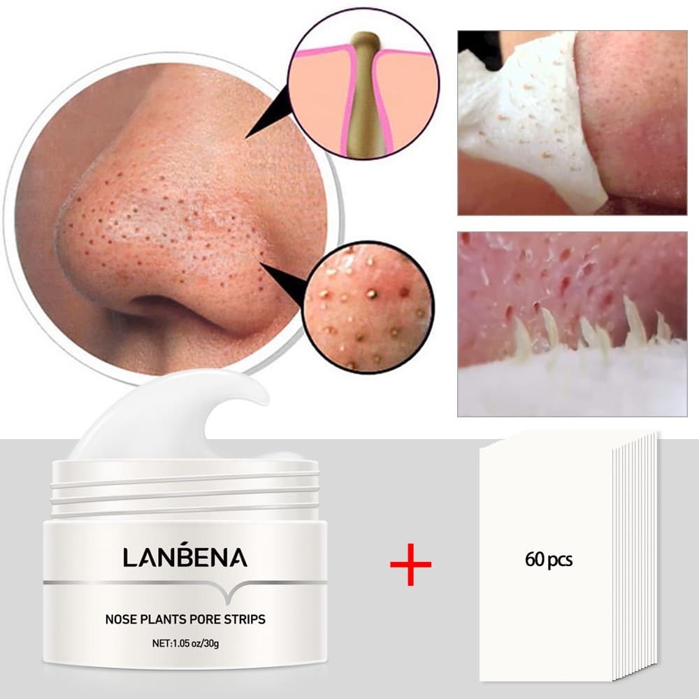 Lanbena Máscara Original De Remoção De Cabeça Preta Com 60pcs Blackhead Removedor De Papel Cuidados A Pele