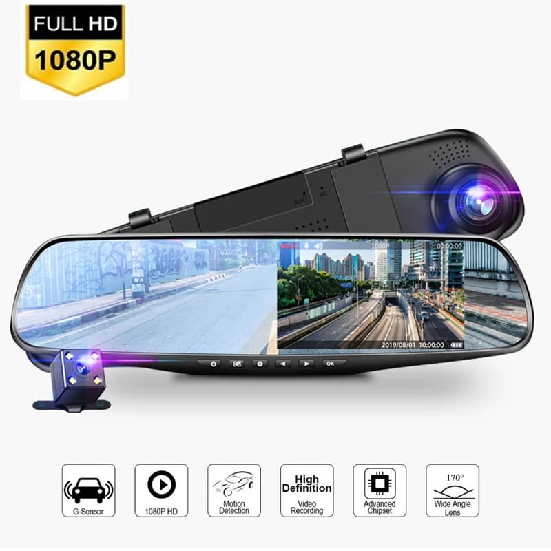 Gravação De Carro Espelho Retrovisor Lente Dupla De 4,19 Polegadas Monitoramento HD 1080P Dianteira E Traseira