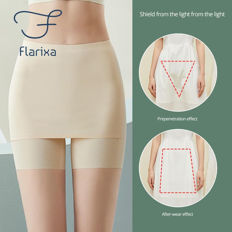 Flarixa Mulher Calção De Segurança De Seda Gelada Cintura Alta Dupla Camada Sob Saia Slim Fit Calça Sem Costura Verão Boyshorts
