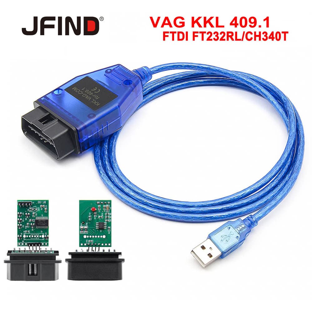 VAG 409.1 KKL Com FTDI FT232RL/CH340T Para 409 OBD OBD2 Cabo De Interface De Diagnóstico Automotivo VW/Audi/Skoda/Seat Scanner Tool