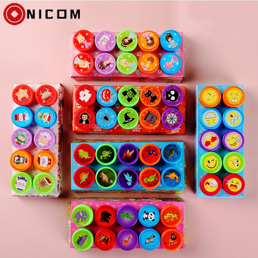 Kit 10pcs Carimbo Infantil Redondo Presente Escolar