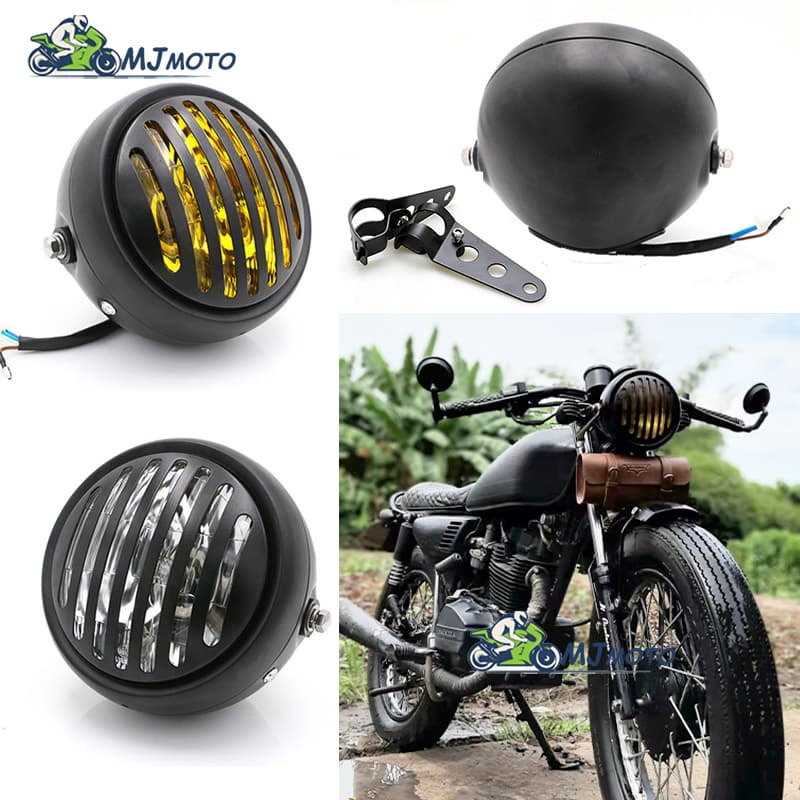 Farol Redondo De Motocicleta De 5,75 Polegadas Chopper Bobber Vintage Para Cafe Racer Royal Enfield