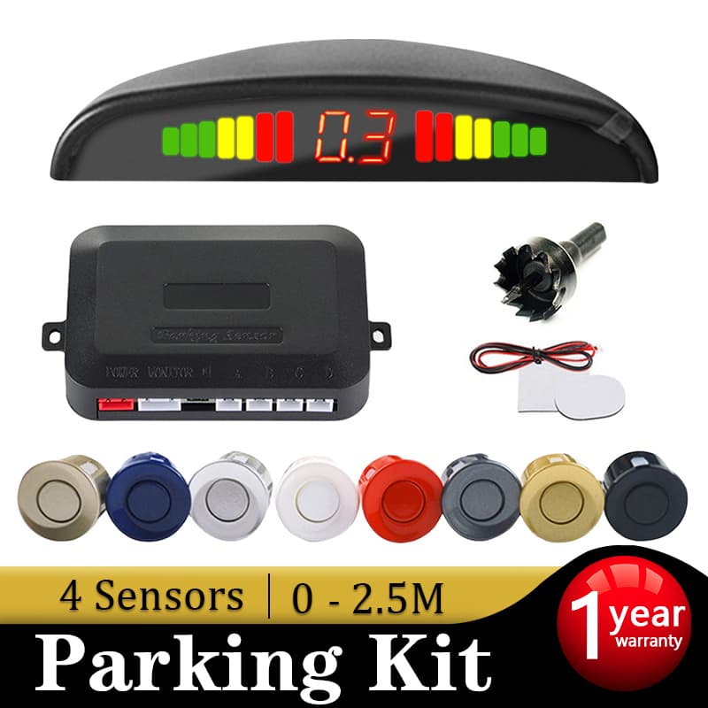 Sensor De Ré Estacionamento Kit Completo 4 Sensores 22mm Oito Cores Com Visor Digital