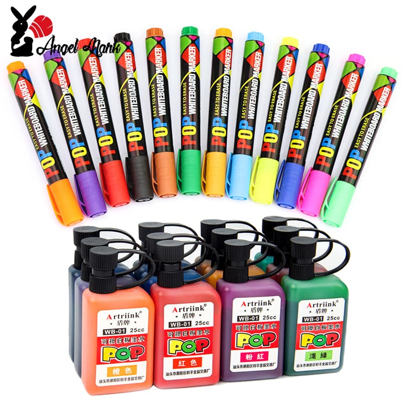 Artriink Apagável Marcador De Quadro Branco 8/12 Cores Recarga De Tinta Escritório Escolar