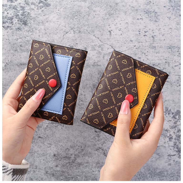 Carteira Feminina Fashion Dobr á vel/Carteira Pequena com Fivela/Porta-Cart ã o Feminina Simples/Retre ô