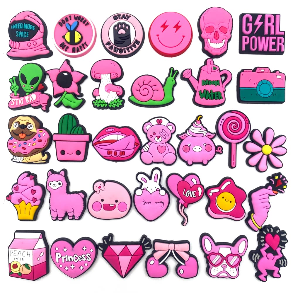 32Kinds Pink Series Encantos Para Sapatos Acessórios De PVC