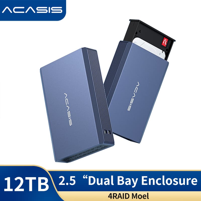 ACASIS usb 3.0 2.5 Polegadas SATA HDD RAID Caixa Dupla De Com Matriz De Disco Rígido usb3.0 Para De , Até 12TB De Capacidade