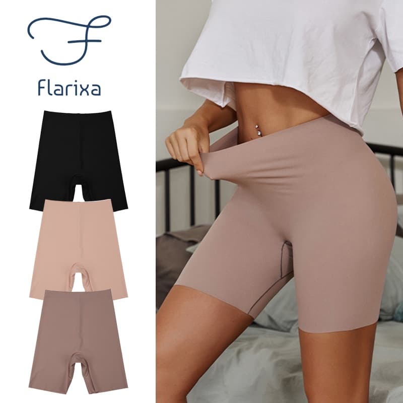 ⚡50% Venda Quente⚡Flarixa Shorts Esportivos Sem Costura Calcinha Feminina De Segurança Cintura Alta Calças Slim Modeladora De Quadril Cuecas Boxer De Seda Fria
