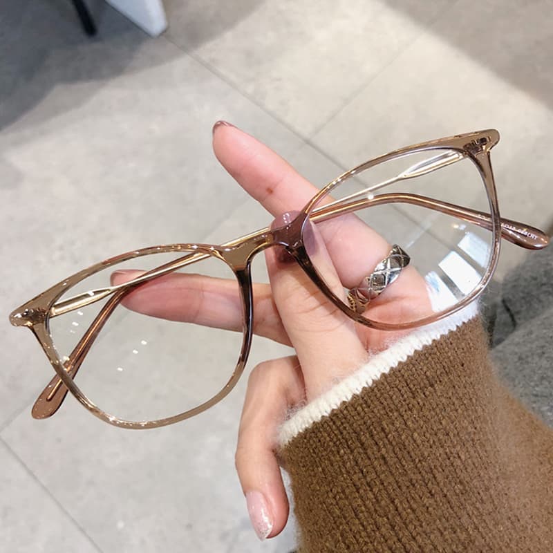 Café De Óculos Planos Femininos Ultra Leves TR Com Molduras Marrom