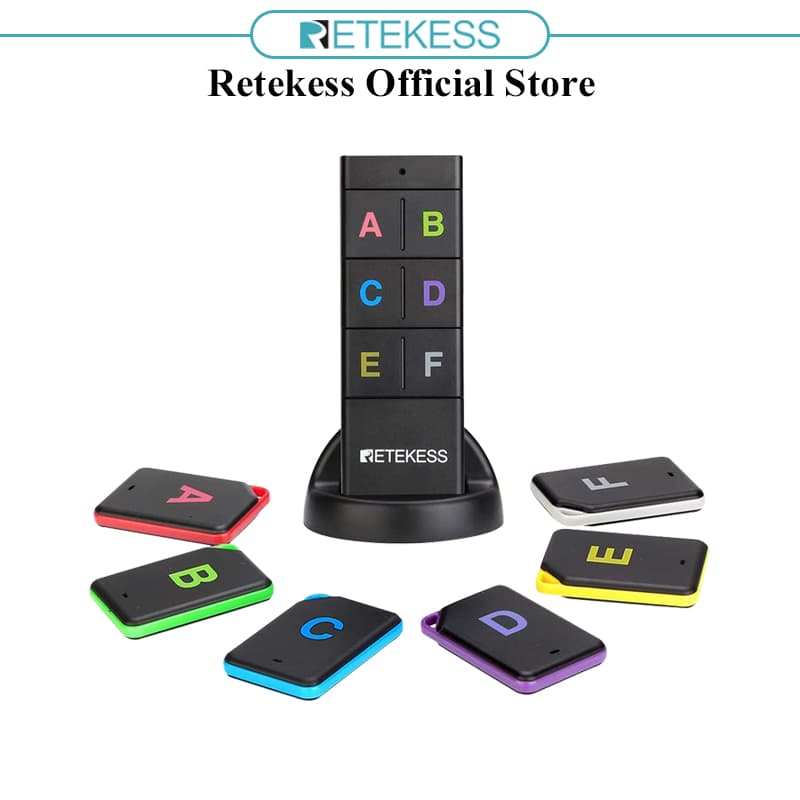 RETEKESS TH104 Localizador De Itens De RF Sem Fio Controle Remoto Transmissor E 6 Receptores Rastreador De Carteira Para