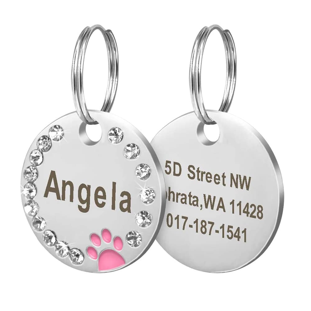 Etiqueta Personalizada De Identificação De Cachorro Pet Puppy Cat ID Coleira Anti-Perda Acessórios Gravados Em Aço Inoxidável Número De Nome Para Cães Gatos