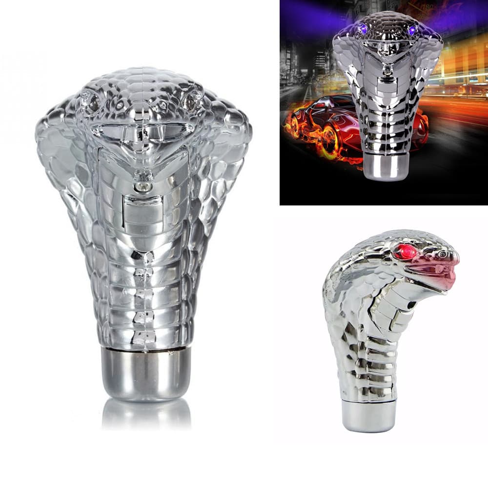 1Pc Modelagem Criativa Do Cabeçote Cobra Universal Carro Manual Manípulo De Mudança De Marcha Alavanca De Câmbio Acessório Diy Com Olhos LED Luzes