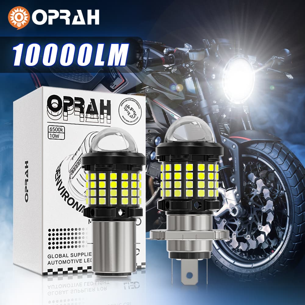 [OPRAH] Farol LED Super Brilhante H4 para Motocicleta Farol LED H6 Farol LED BA20D Distância da Lâmpada de Feixe Baixo para Motocicleta Farol de Projeção Bicolor Fog Light 1.000LM