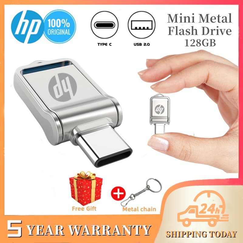 HP 2 Em 1 3.0 Mini Metal 32GB 64GB 128GB 512GB 1TB Tipo C E Pen Drive USB Com Etiqueta