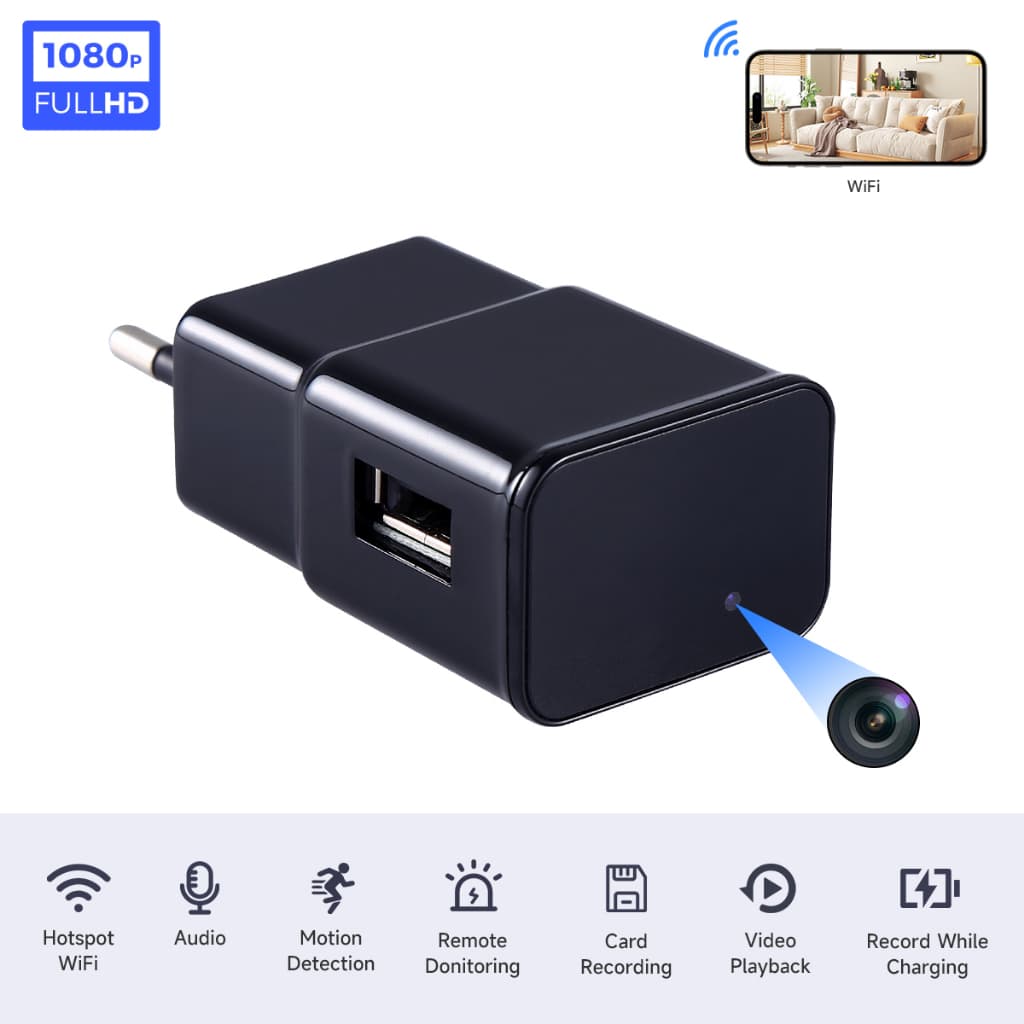 1080P Mini Câmeras De Vigilância Plug De Parede Com Carregador Sem Fio USB Vídeo Portáteis US/EU Video Recorder Body Cam